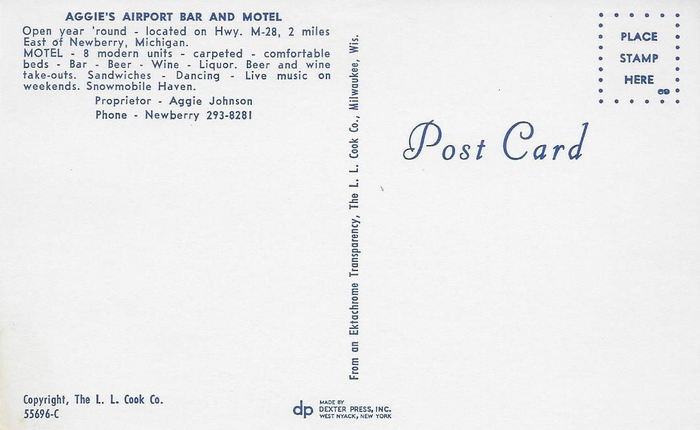 Aggies Airport Bar and Motel - Old Postcard